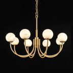 Mjolkuvys Modern Minimalist Globe Brass Alabaster Chandelier