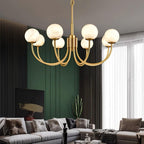 Mjolkuvys Modern Minimalist Globe Brass Alabaster Chandelier