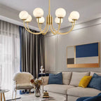 Mjolkuvys Modern Minimalist Globe Brass Alabaster Chandelier