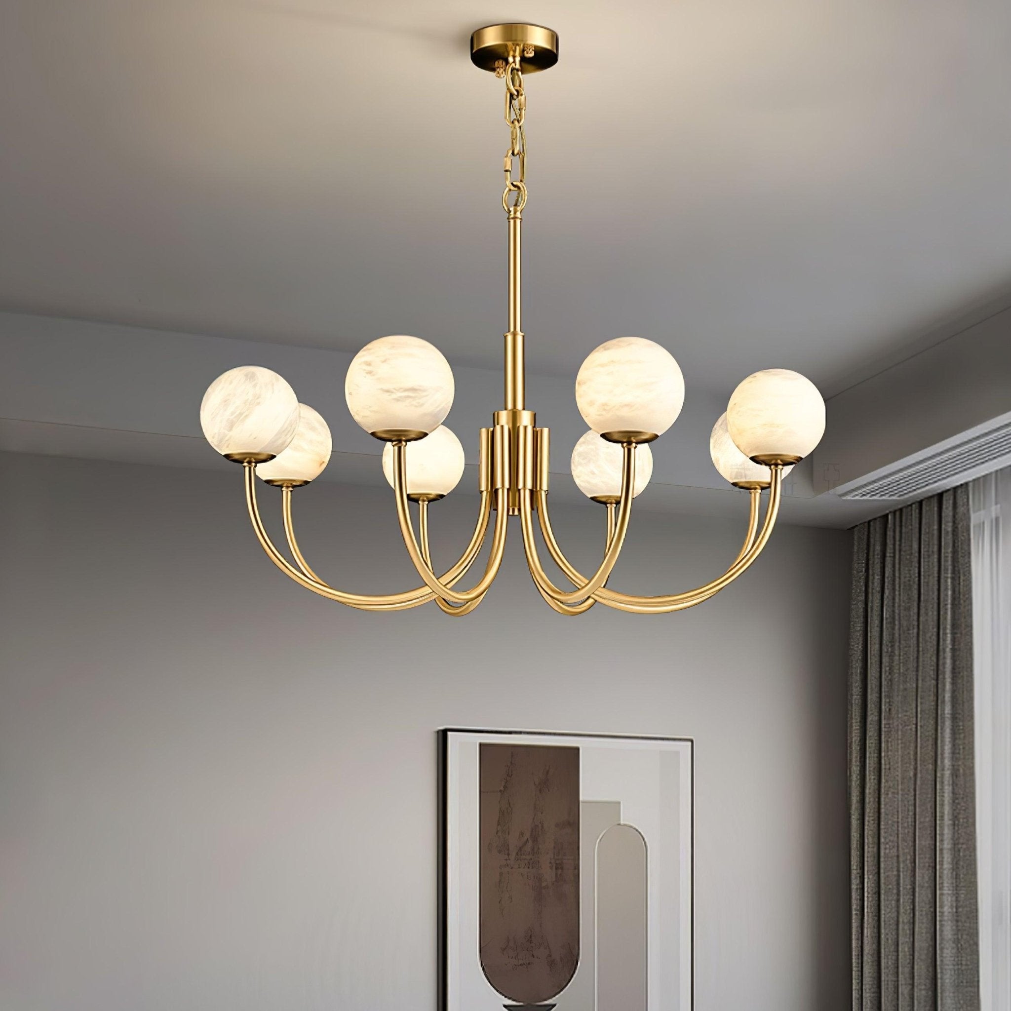 Alira Chandelier Vintage in Alabaster - Kingsley Beaumont