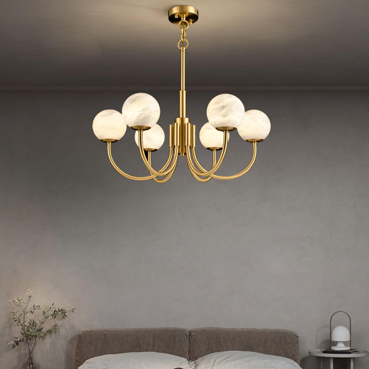 Alira Chandelier Vintage in Alabaster - Kingsley Beaumont
