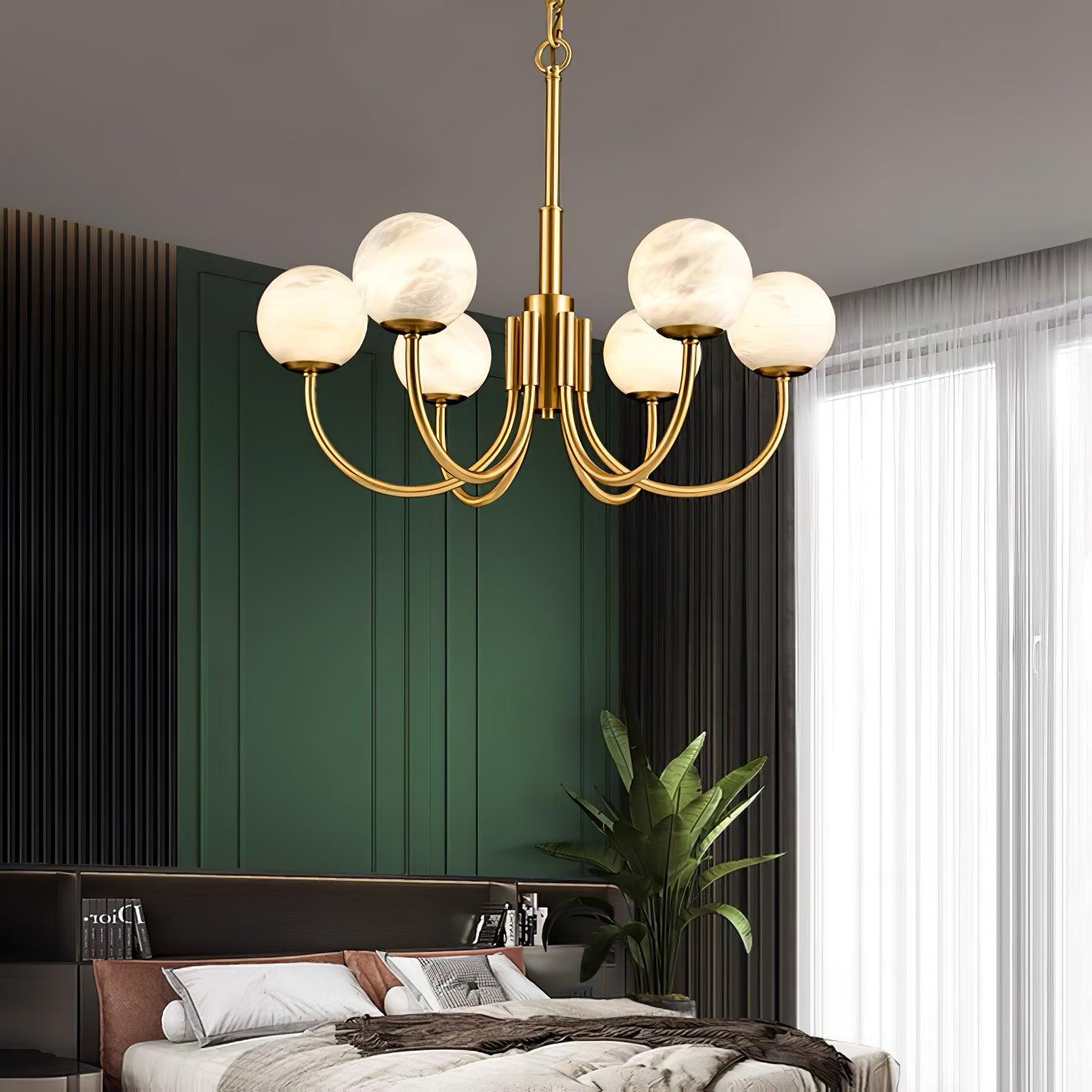 Alira Chandelier Vintage in Alabaster - Kingsley Beaumont