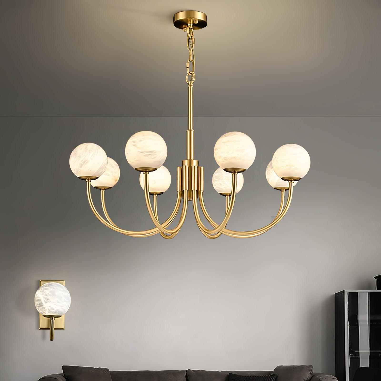 Alira Chandelier Vintage in Alabaster - Kingsley Beaumont