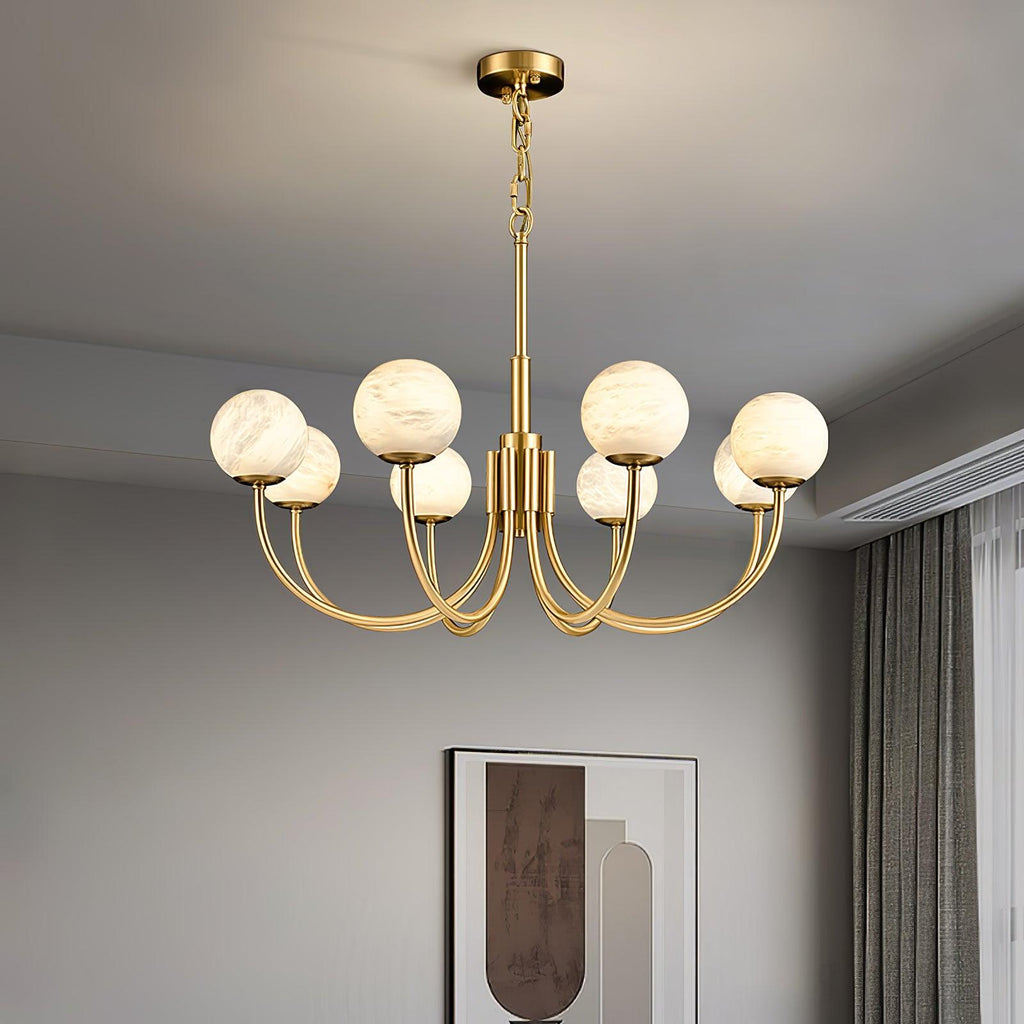Alira Chandelier Vintage in Alabaster - Kingsley Beaumont