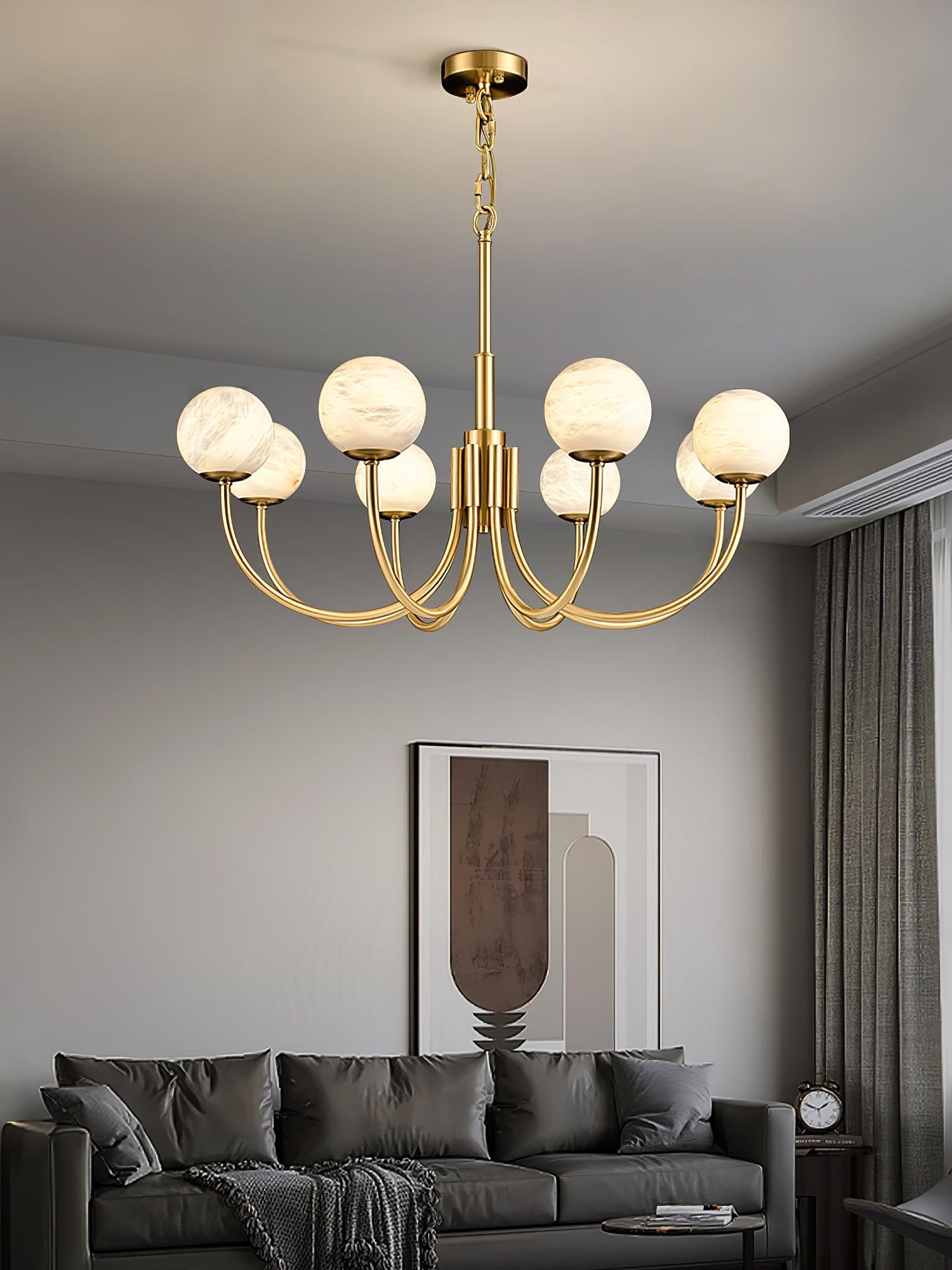 Alira Chandelier Vintage in Alabaster - Kingsley Beaumont