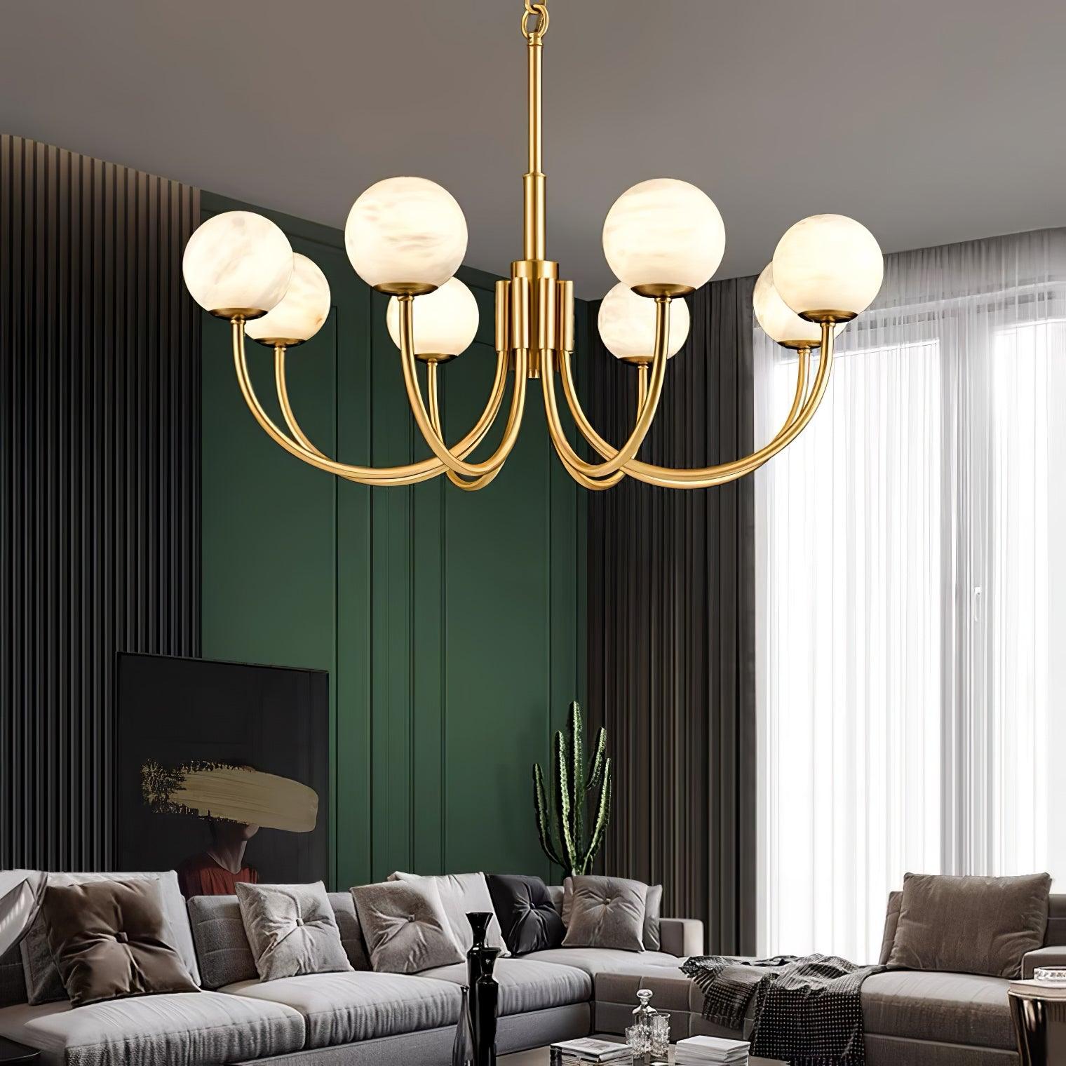 Alira Chandelier Vintage in Alabaster - Kingsley Beaumont