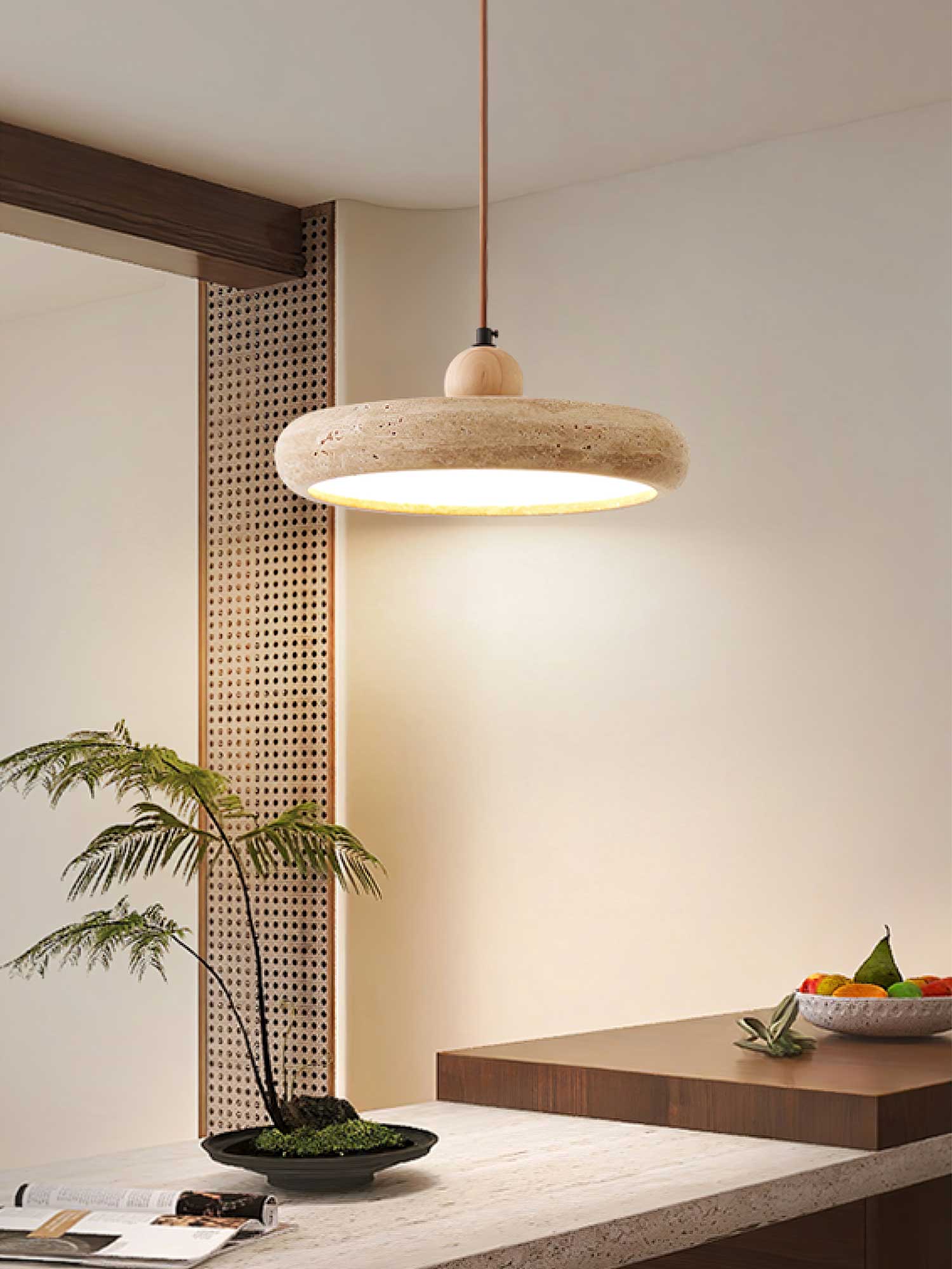 Zesolor Minimalist Travertine Pendant Light