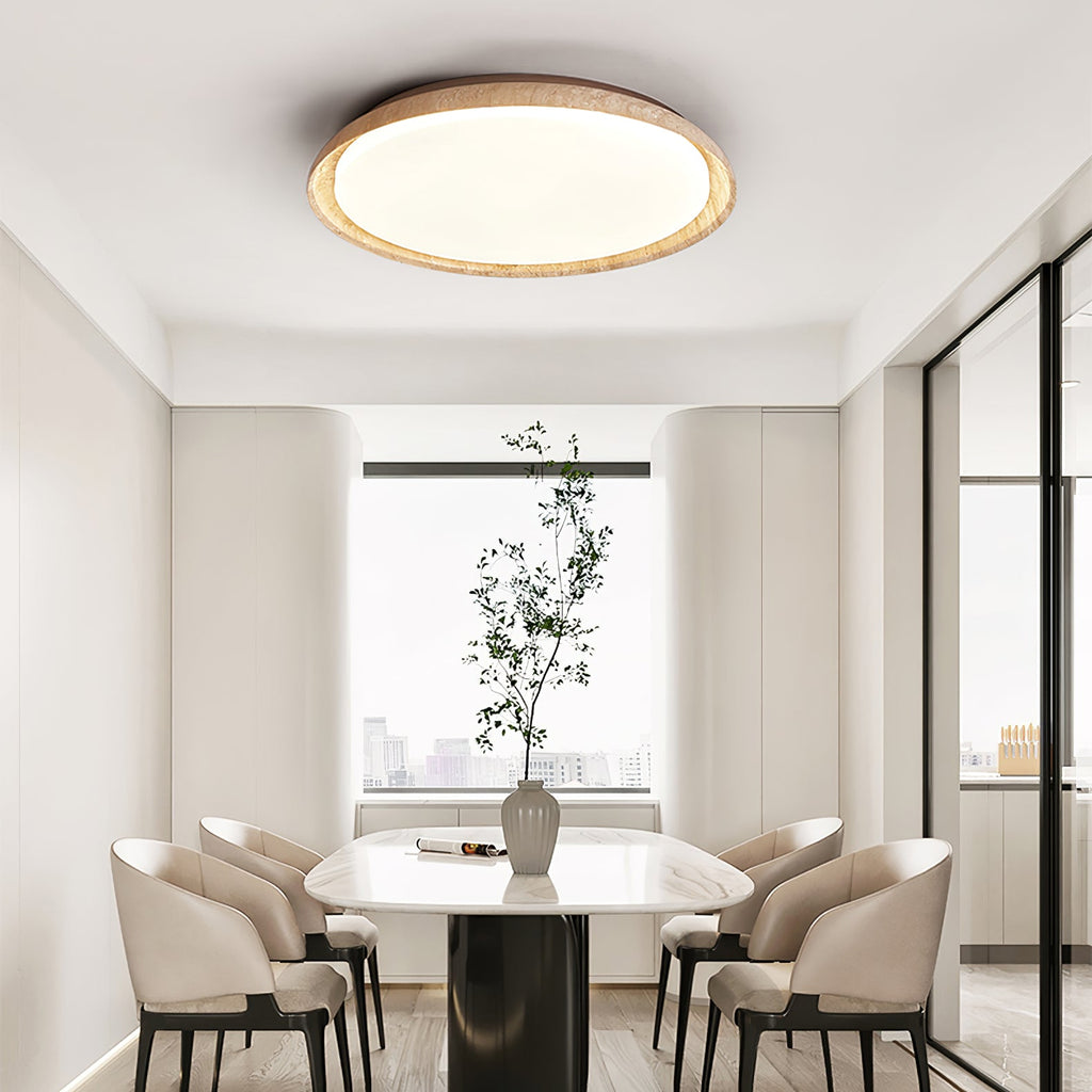 Elvinila Ring-Rim Travertine Ceiling Light