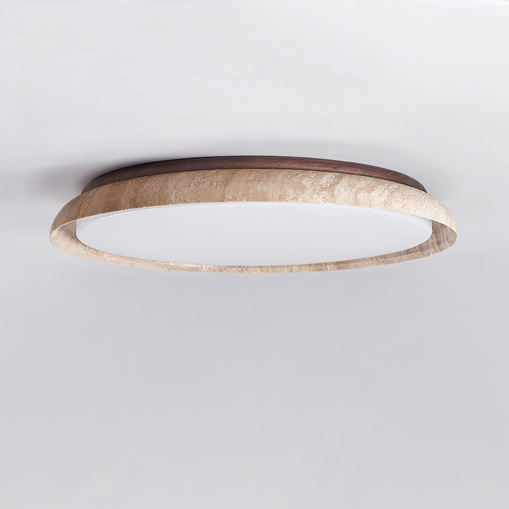 Elvinila Ring-Rim Travertine Ceiling Light