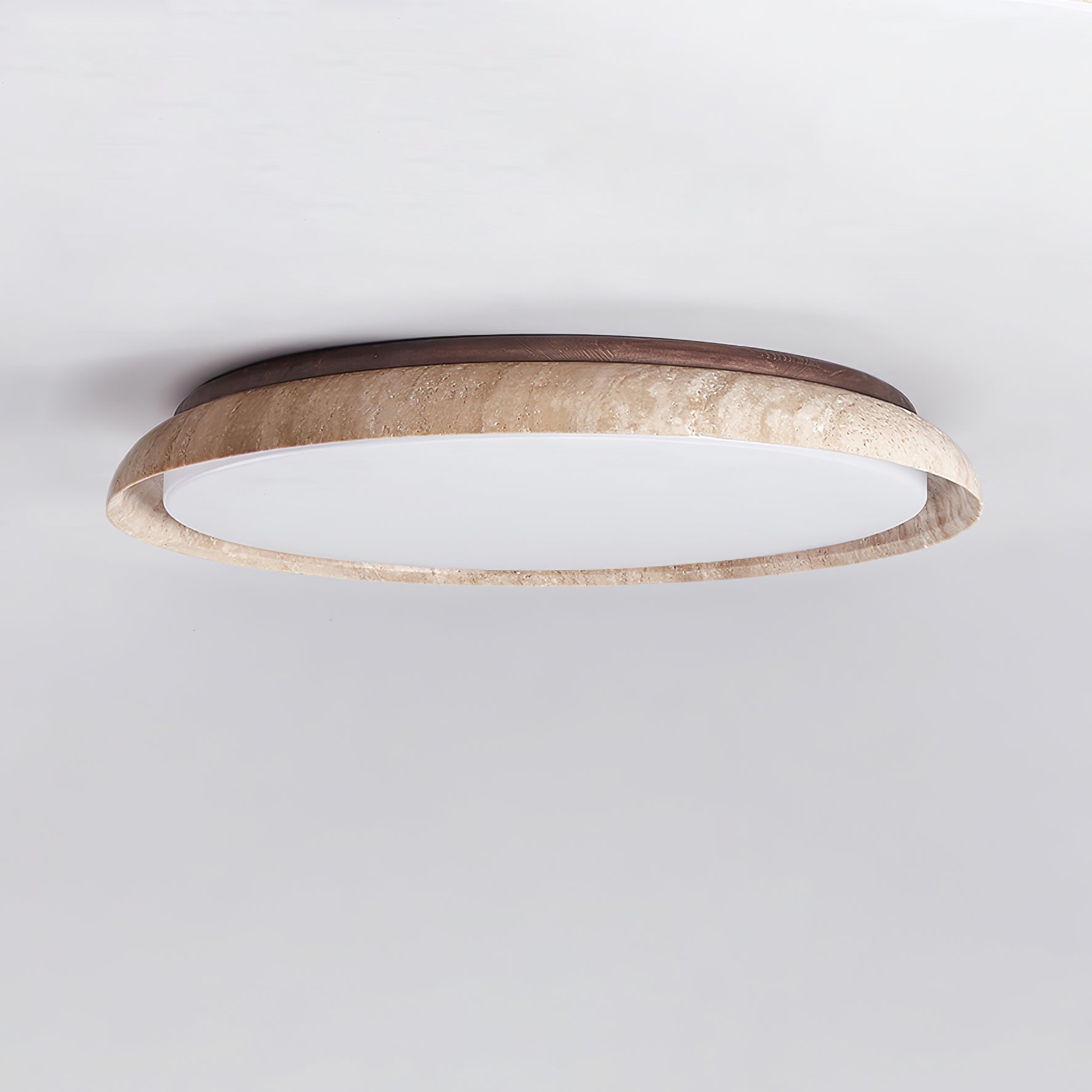 Elvinila Ring-Rim Travertine Ceiling Light