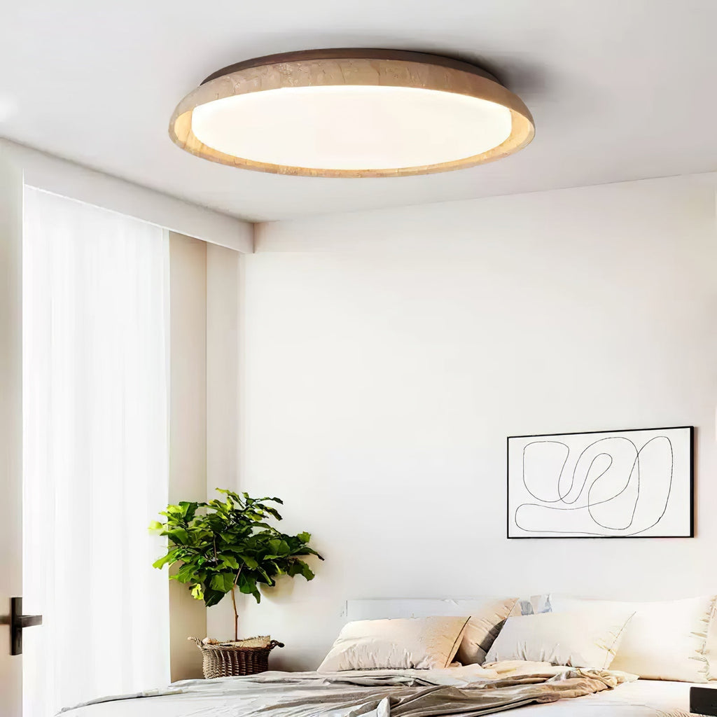 Elvinila Ring-Rim Travertine Ceiling Light