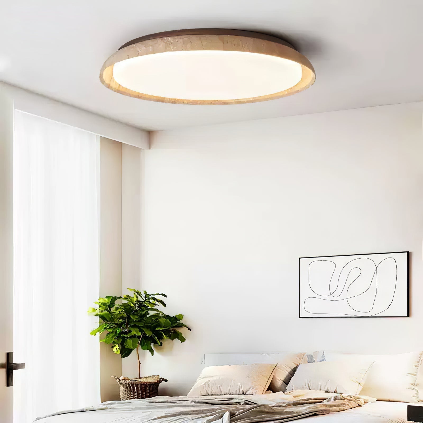 Elvinila Ring-Rim Travertine Ceiling Light