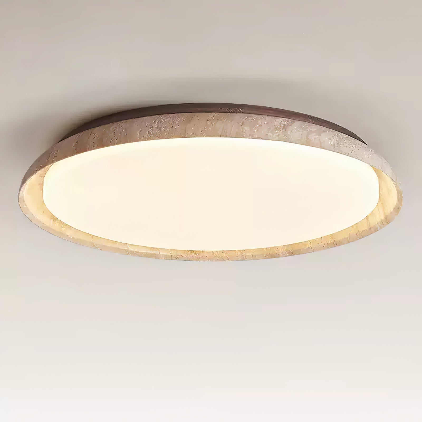 Elvinila Ring-Rim Travertine Ceiling Light
