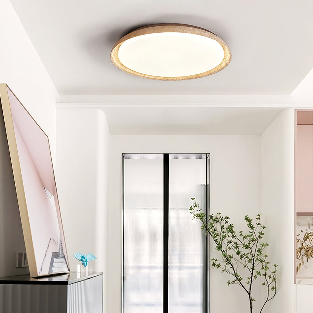 Elvinila Ring-Rim Travertine Ceiling Light