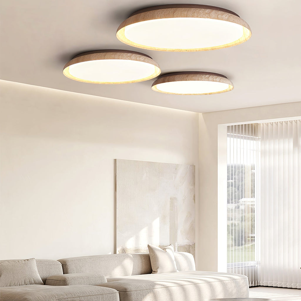 Elvinila Ring-Rim Travertine Ceiling Light