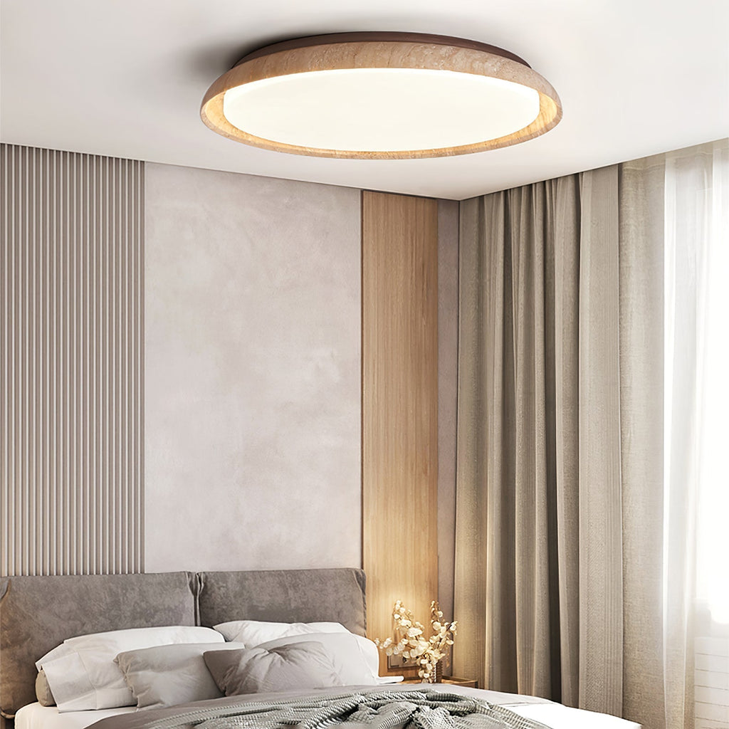 Elvinila Ring-Rim Travertine Ceiling Light