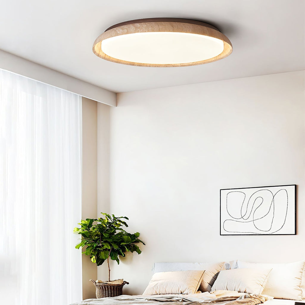 Elvinila Ring-Rim Travertine Ceiling Light