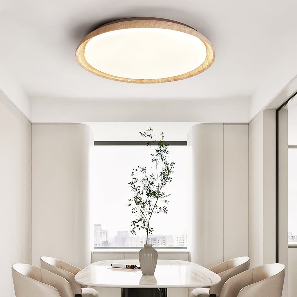 Elvinila Ring-Rim Travertine Ceiling Light