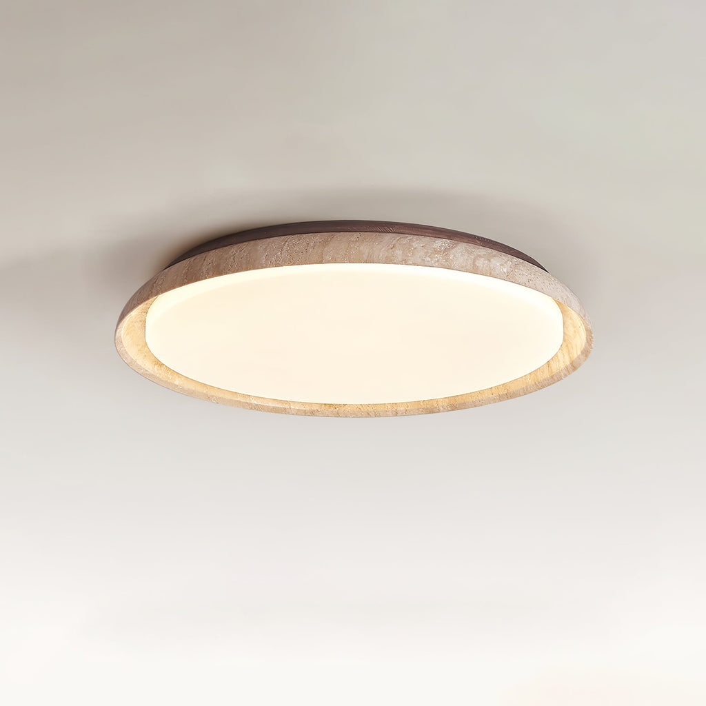 Elvinila Ring-Rim Travertine Ceiling Light
