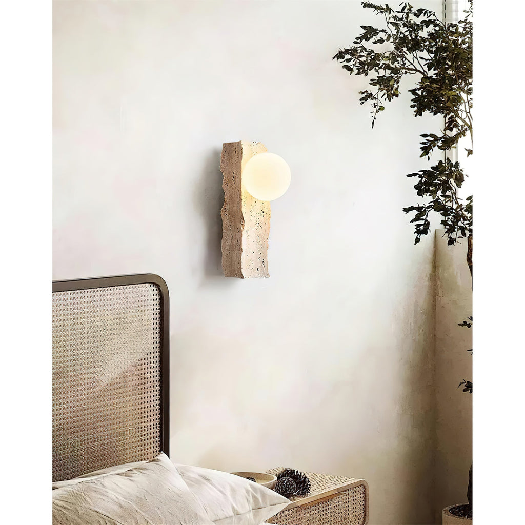 Aureum Modern Minimalist Glass Travertine Wall Lamp