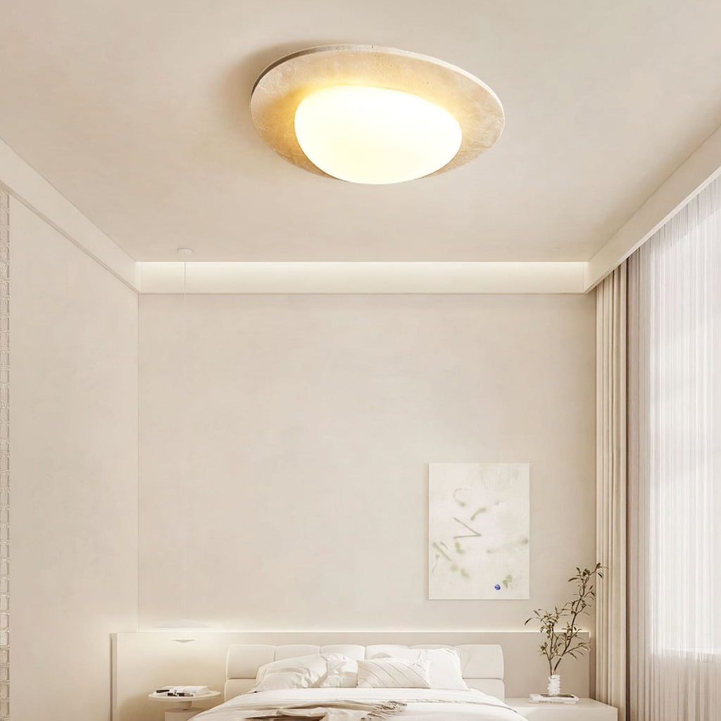 Orlaeisra Ceiling Light Circular in Travertine - Kingsley Beaumont