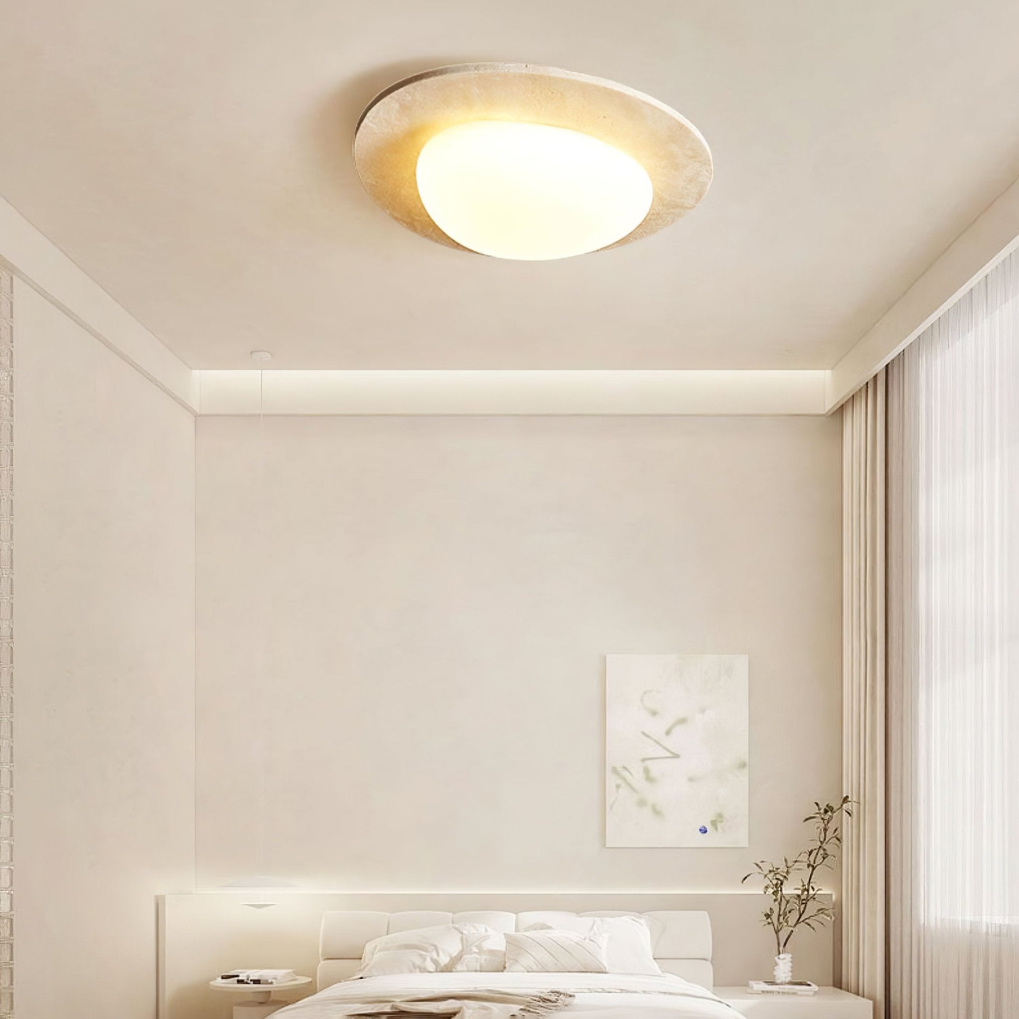 Orlaeisra Ceiling Light Circular in Travertine - Kingsley Beaumont