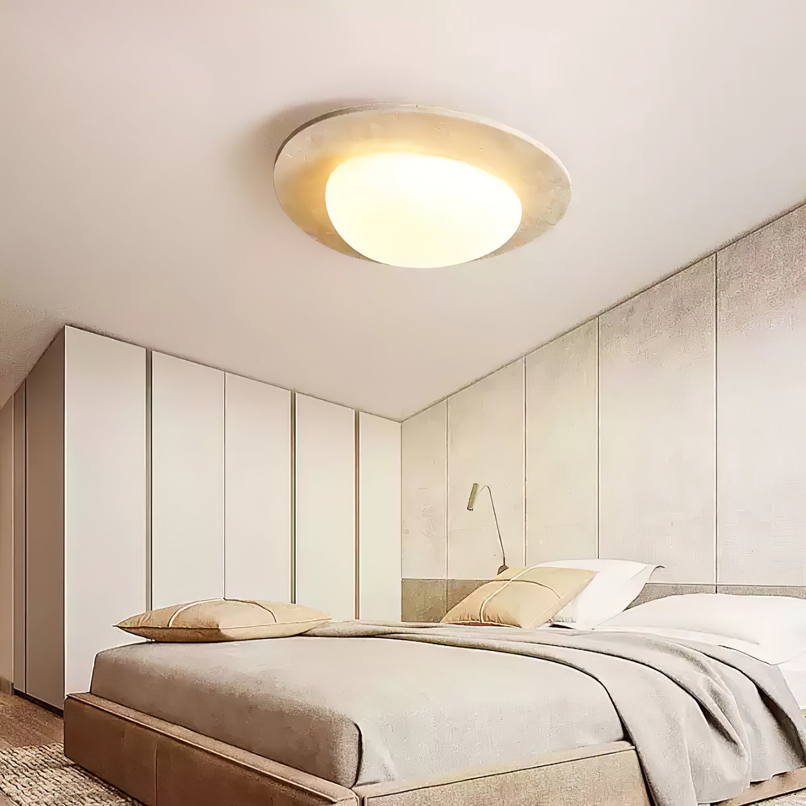 Orlaeisra Ceiling Light Circular in Travertine - Kingsley Beaumont