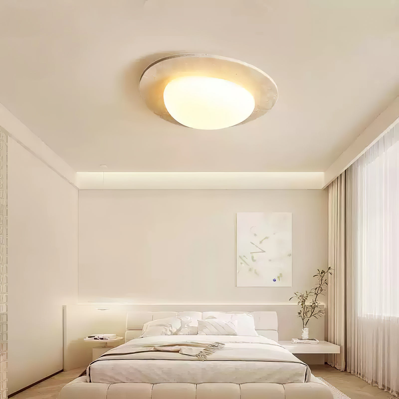 Orlaeisra Ceiling Light Circular in Travertine - Kingsley Beaumont