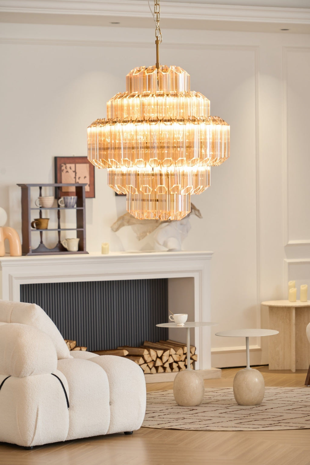 Aurora Chandelier Aurum Cascade Murano Glass Prism Art