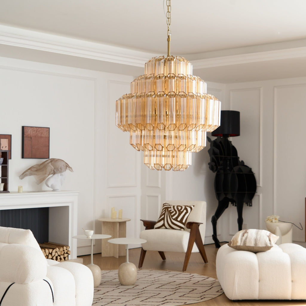 Aurora Chandelier Aurum Cascade Murano Glass Prism Art