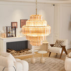 Aurora Chandelier Aurum Cascade Murano Glass Prism Art