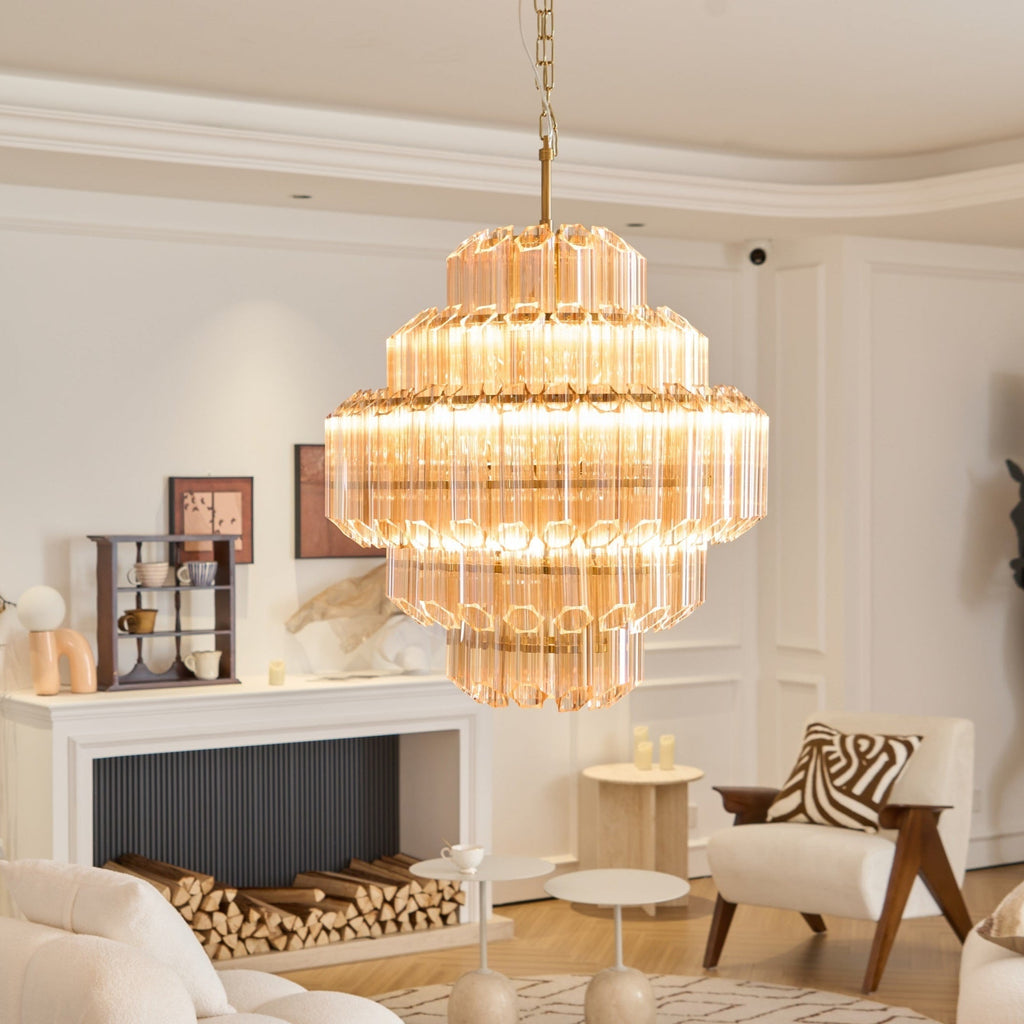 Aurora Chandelier Aurum Cascade Murano Glass Prism Art