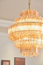 Aurora Chandelier Aurum Cascade Murano Glass Prism Art