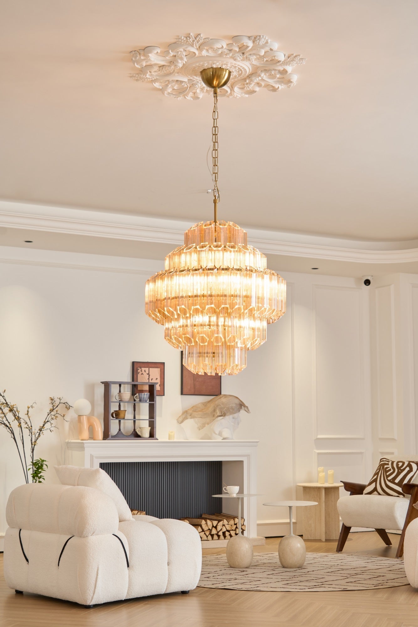 Aurora Chandelier Aurum Cascade Murano Glass Prism Art