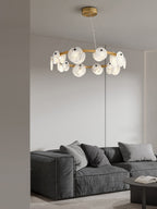 Ostruvys Postmodern Luxury Brass Alabaster Chandelier