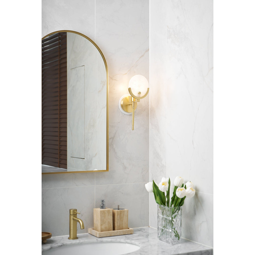 Ljomuvyo Modern Minimalist Brass Alabaster Sconce Wall Lamp