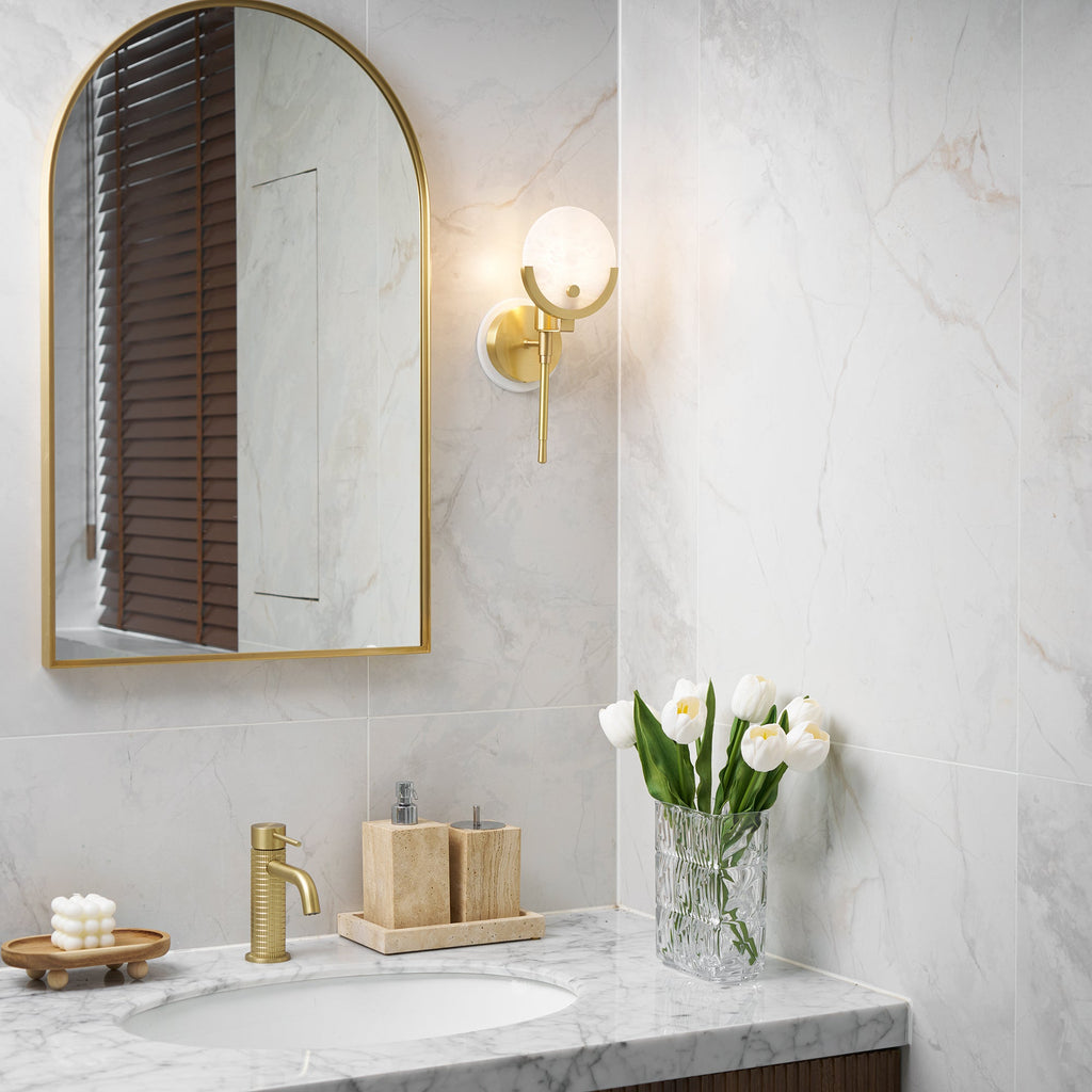 Ljomuvyo Modern Minimalist Brass Alabaster Sconce Wall Lamp