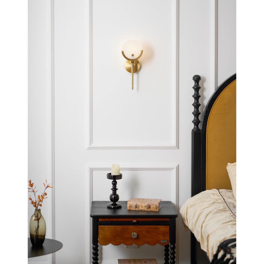 Ljomuvyo Modern Minimalist Brass Alabaster Sconce Wall Lamp