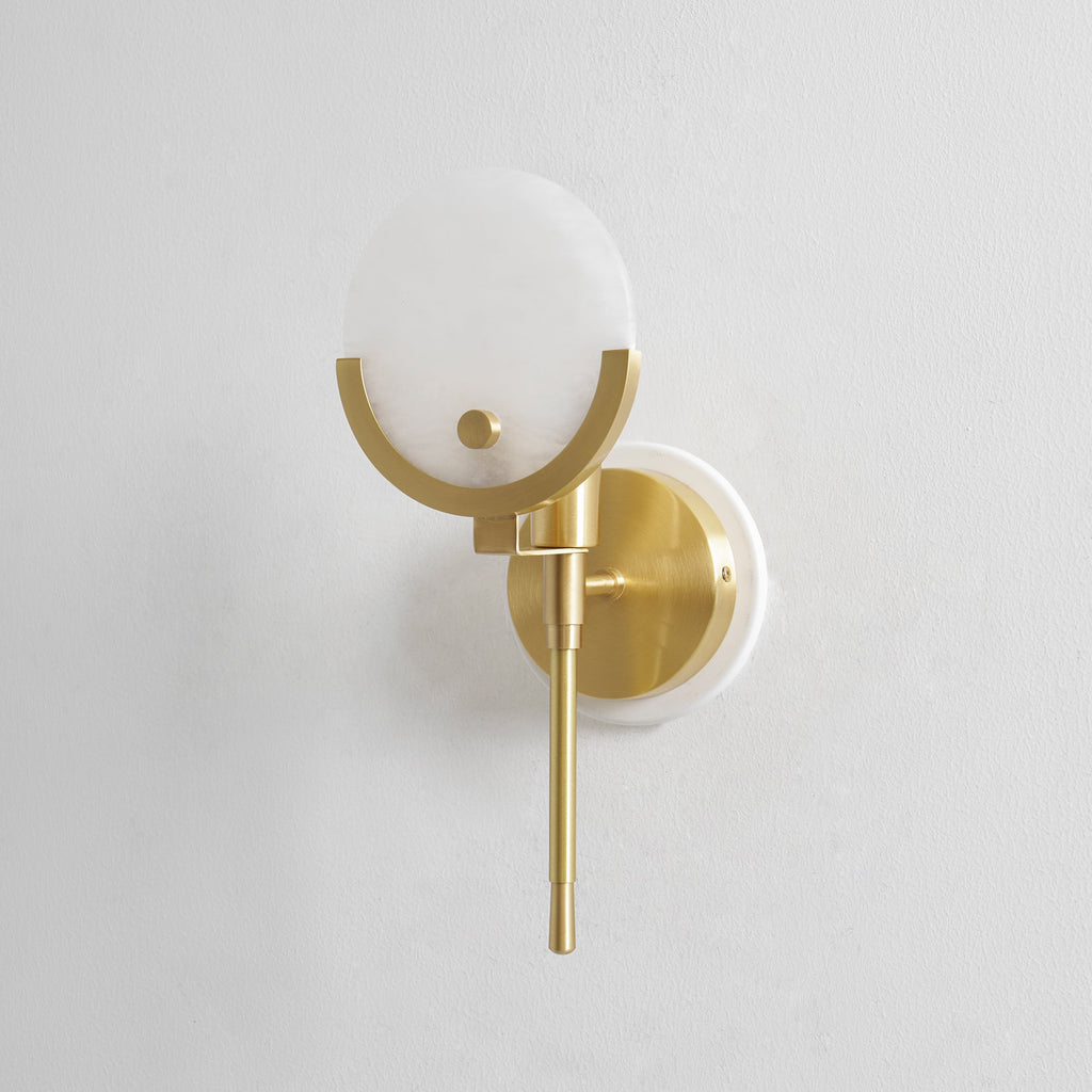 Ljomuvyo Modern Minimalist Brass Alabaster Sconce Wall Lamp