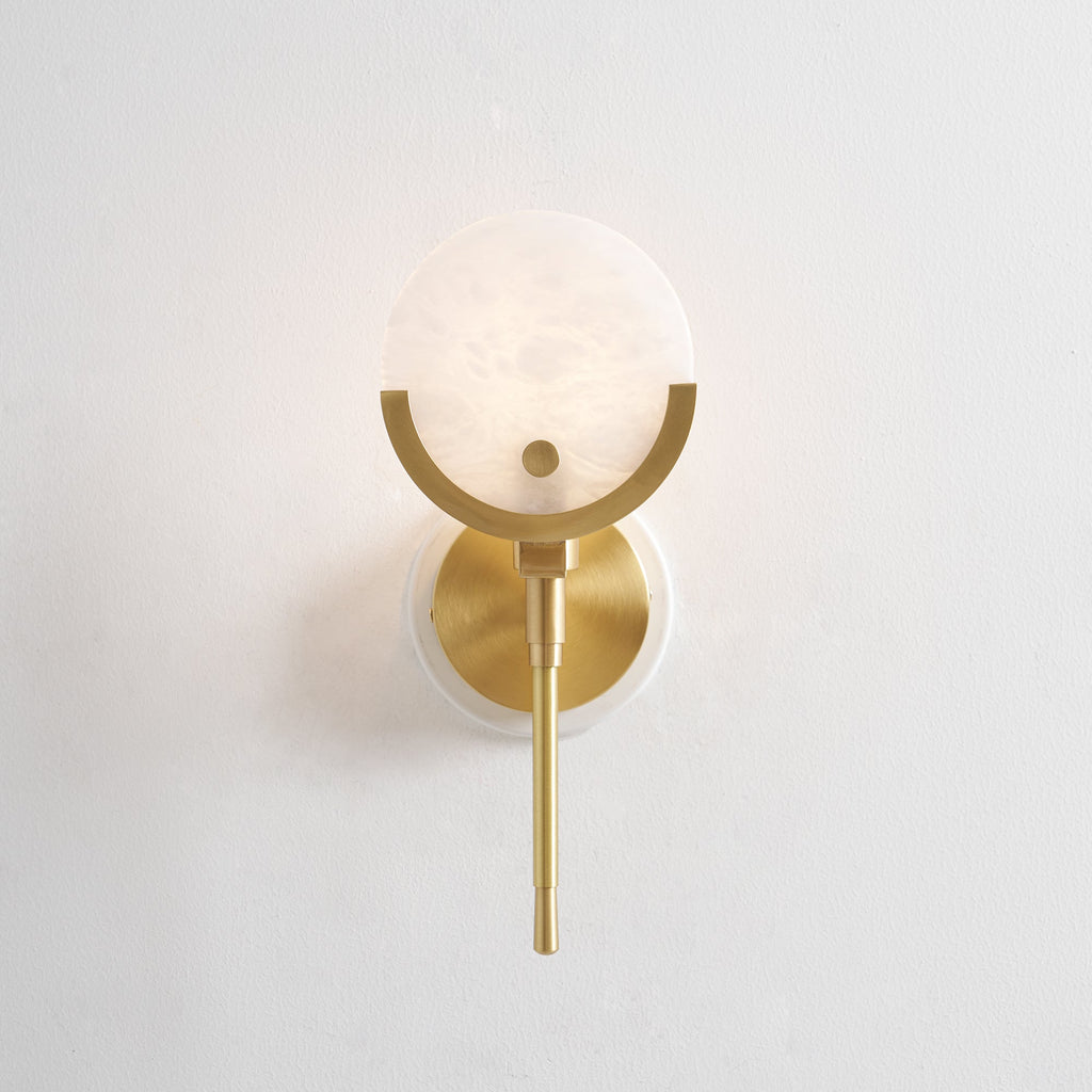 Ljomuvyo Modern Minimalist Brass Alabaster Sconce Wall Lamp