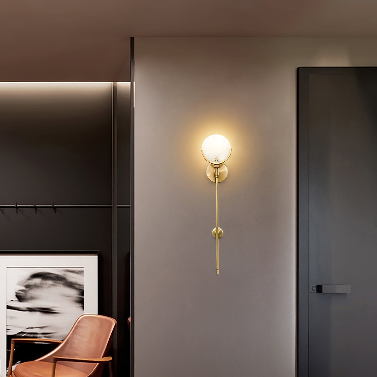 Bravi Brass Sconce Alabaster