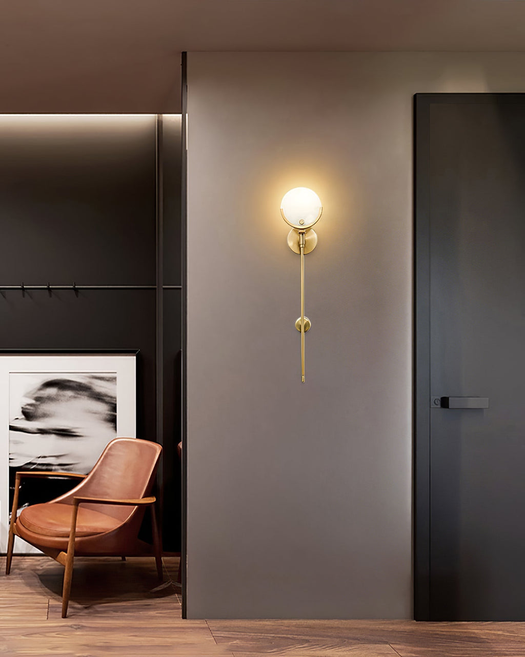 Ljomuvyo Modern Minimalist Brass Alabaster Sconce Wall Lamp