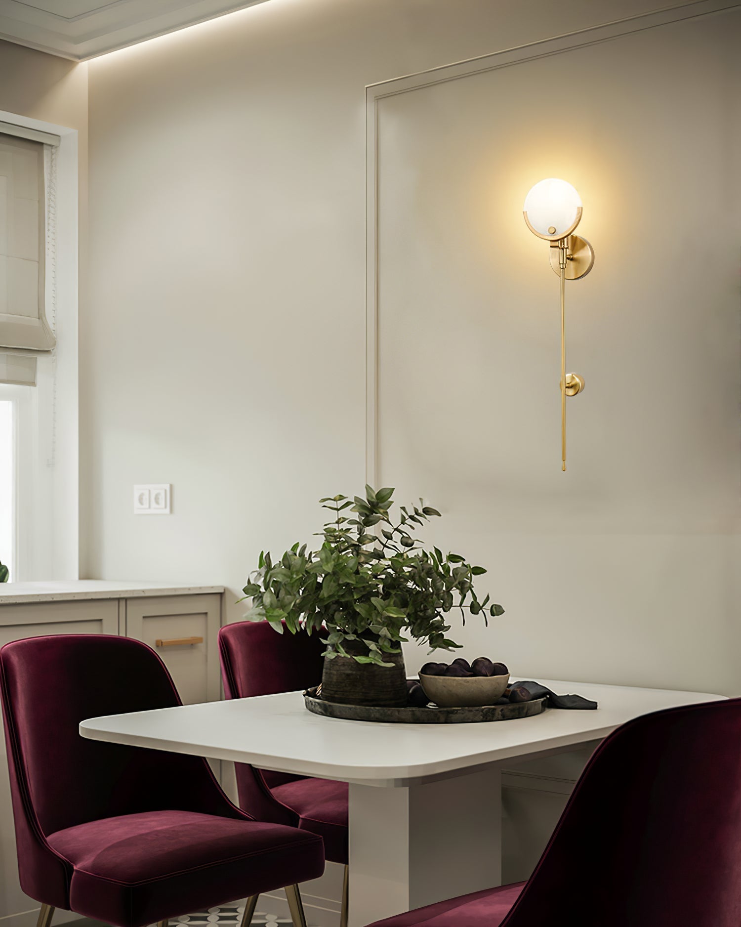 Ljomuvyo Modern Minimalist Brass Alabaster Sconce Wall Lamp