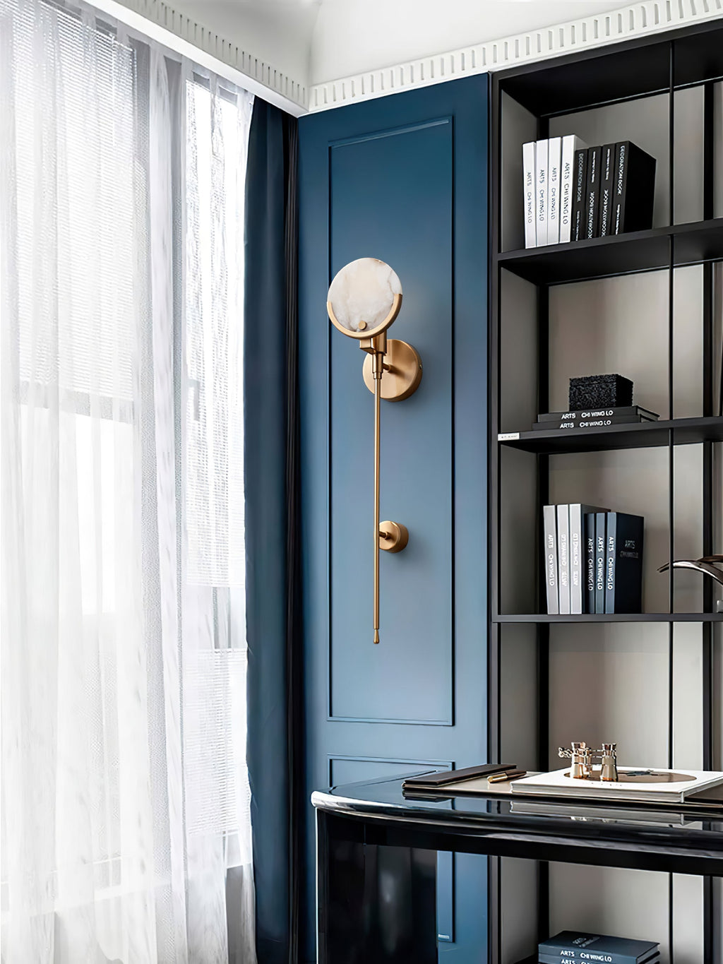Ljomuvyo Modern Minimalist Brass Alabaster Sconce Wall Lamp