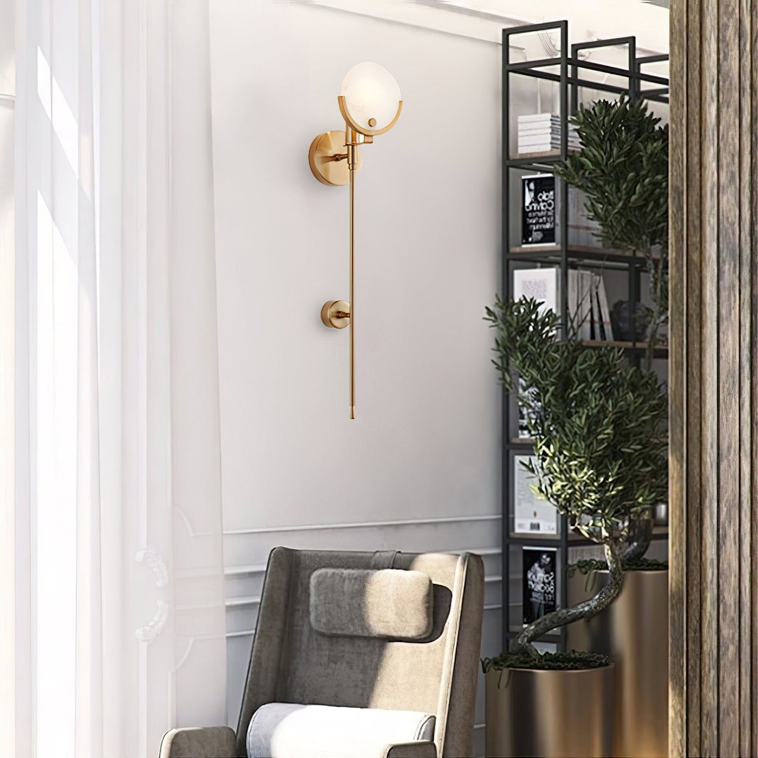 Bravi Brass Sconce Alabaster