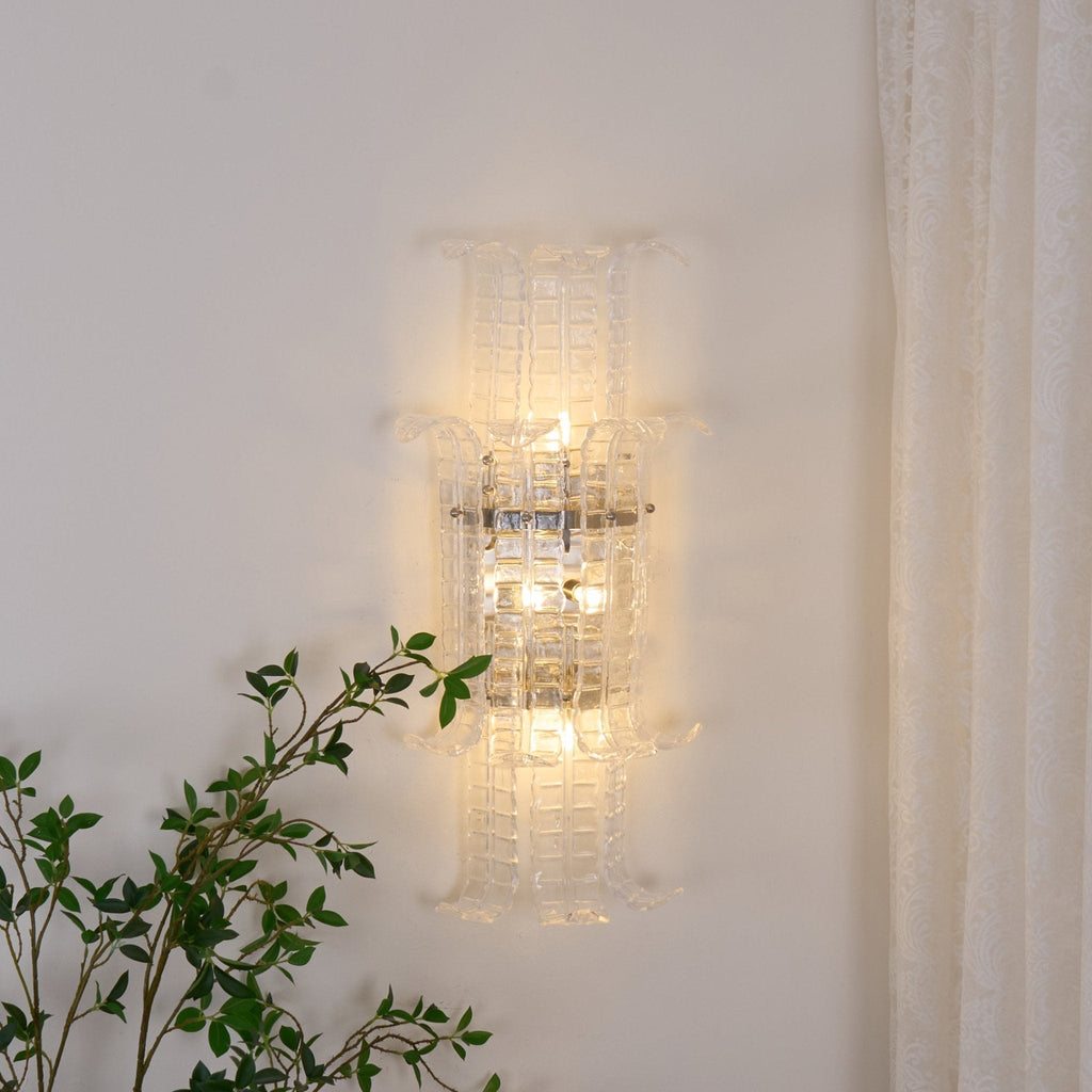 Aurora Wall Sconce Clear Murano Glass Panel Geometric