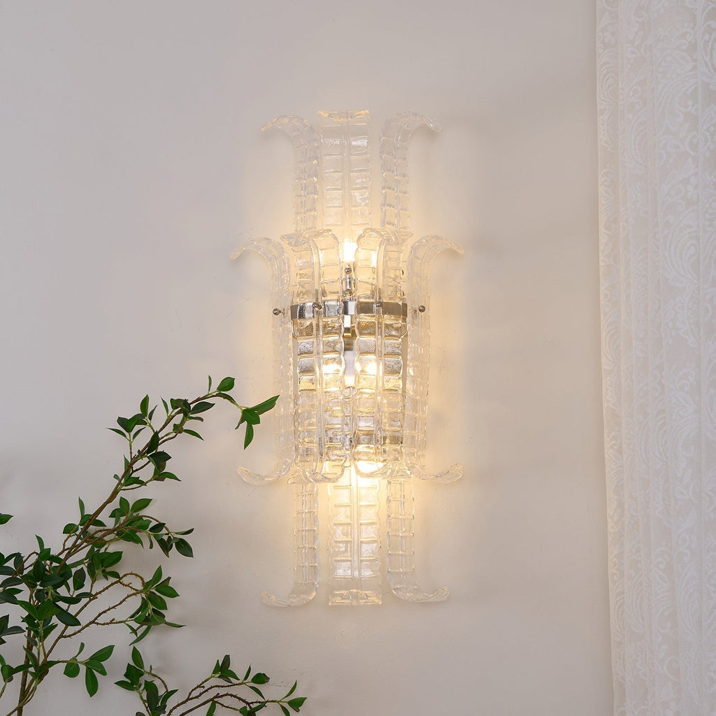 Aurora Wall Sconce Clear Murano Glass Panel Geometric