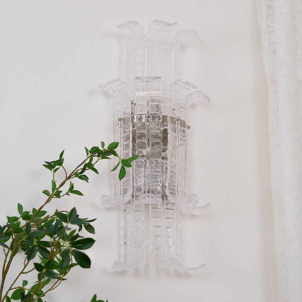 Aurora Wall Sconce Clear Murano Glass Panel Geometric