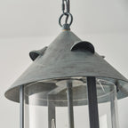 Tinduvyh Vintage Industrial Metal Glass Lantern Pendant Lamp