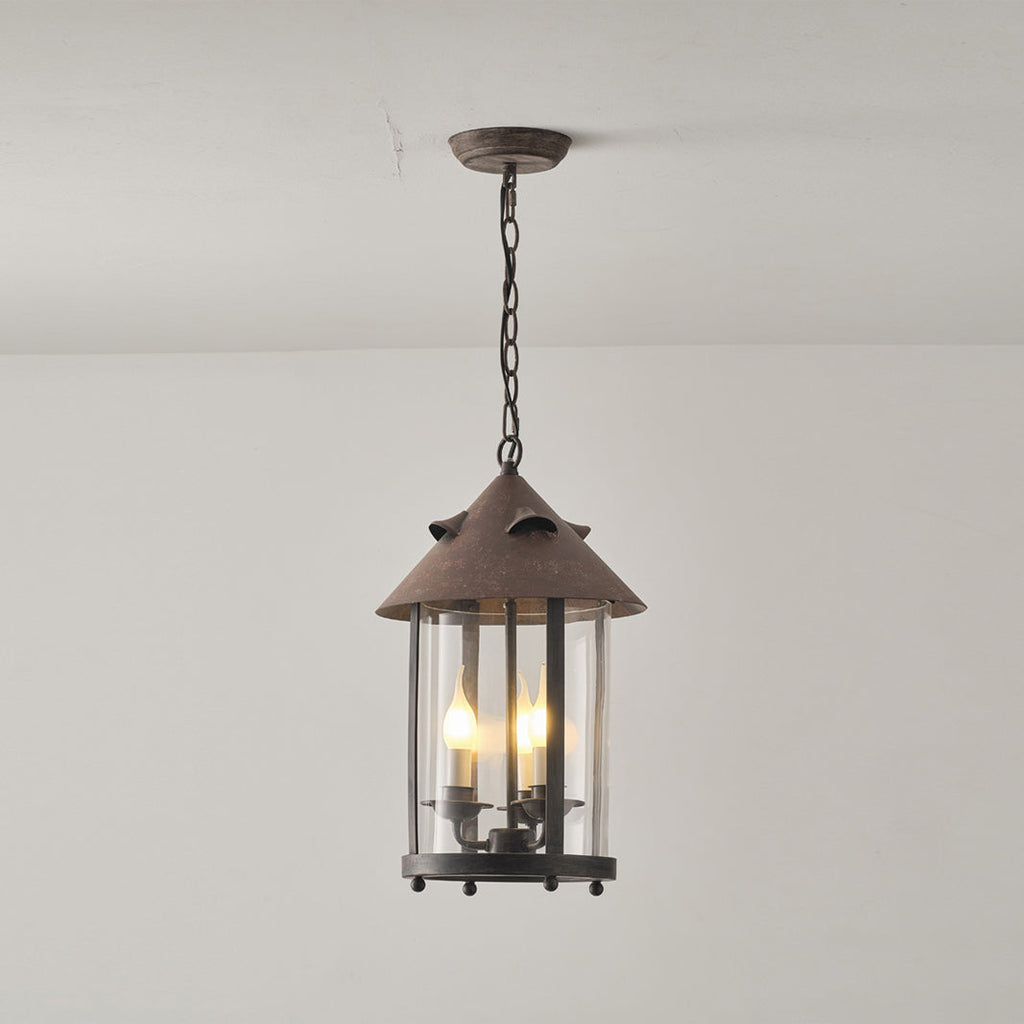 Tinduvyh Vintage Industrial Metal Glass Lantern Pendant Lamp
